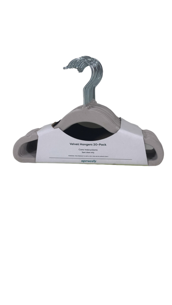 Sprucely Velvet Hangers 20 Pack, Oat Online Sale - Image 3