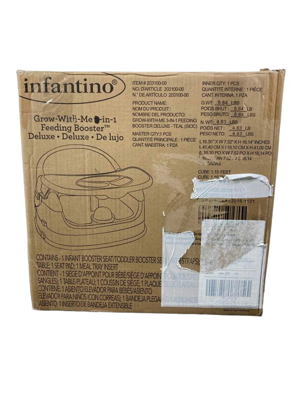 Infantino Grow With Me 4 In 1 Two Can Dine Deluxe Booster Seat, Teal Online now - Image 4