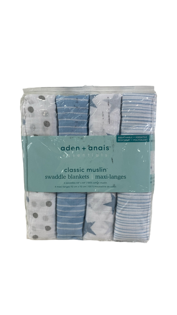 Aden + Anais Cotton Muslin Swaddle, 4pk, Dapper Online Hot Sale - Image 4