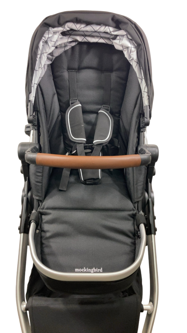 Mockingbird Single to Double 2.0 Stroller, 2024, Black, Silver With Penny Leather, Windowpane Cheap - Image 4