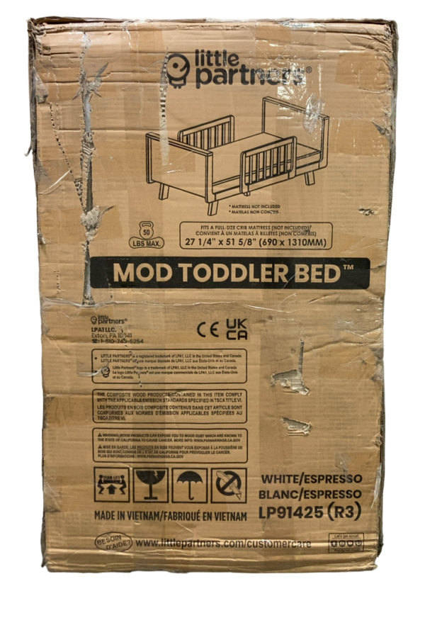 Little Partners MOD Toddler Bed, White Espresso Hot on Sale - Image 3