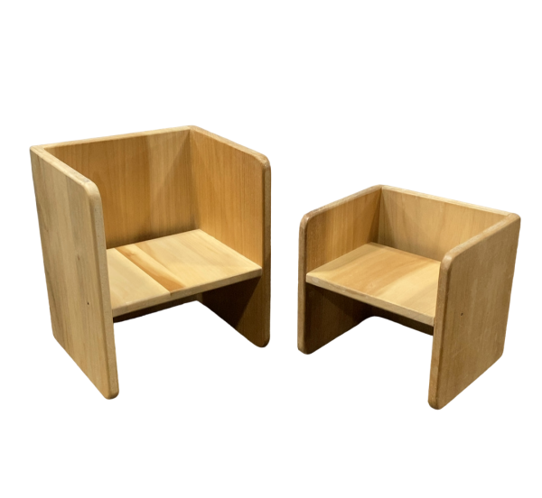 Wooden Children s Cube Table and Chair For Sale