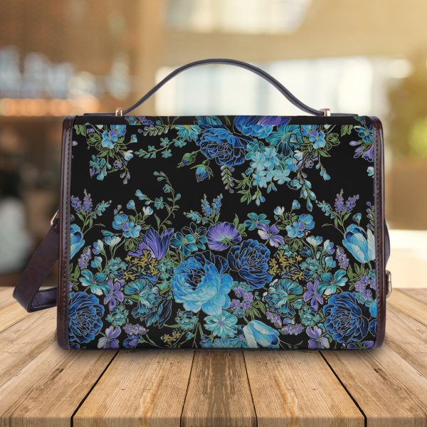Lovely Dogs In Blue Flower Pattern Personalized Flap Handbag, Personalized Gift for Dog Lovers, Dog Dad, Dog Mom - FB014PS01 Discount - Image 3
