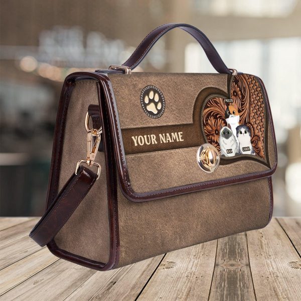 Cat In Heart Shape Cat Personalized Flap Handbag, Personalized Gift for Cat Lovers, Cat Mom, Cat Dad - FB007PS02 For Discount - Image 4